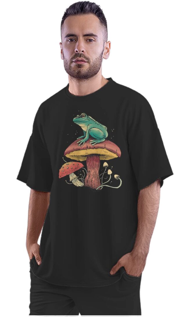 Oversized T-Shirt Space Race - Alien & Astronaut Men's Women's Unise 100% Cotton Black; _SPACERAUNQ-Black XL Oversized_bz