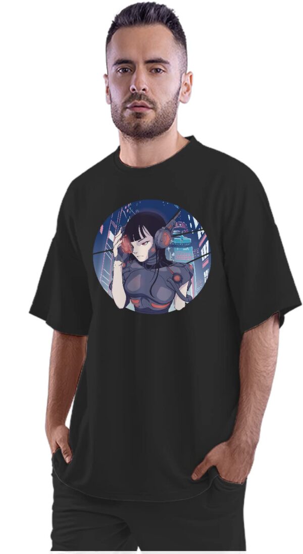 Oversized T-Shirt Space Race - Alien & Astronaut Men's Women's Unise 100% Cotton Black; _SPACERAUNQ-Black L Oversized_bz