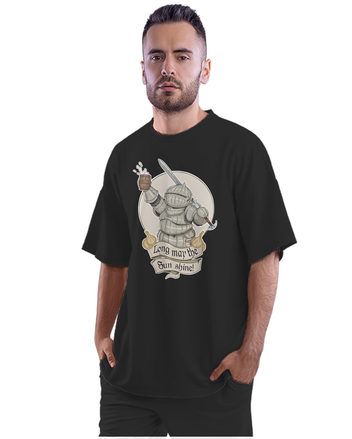 Oversized T-Shirt Awesome Electric Guitar Men's Women's Unise 100% Cotton Black; _ELECGUNQX-Black M Oversized_bz
