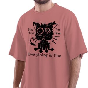 Oversized T-Shirt Fire Enchantment Elf Men's Women's Unise 100% Cotton Black; _PT_390