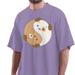 Oversized T-Shirt Stressed Cat - Dark Humour Men's Women's Unise 100% Cotton Iris Lavender; _SCDRUNQQ-Iris Lavender S Oversized_bz