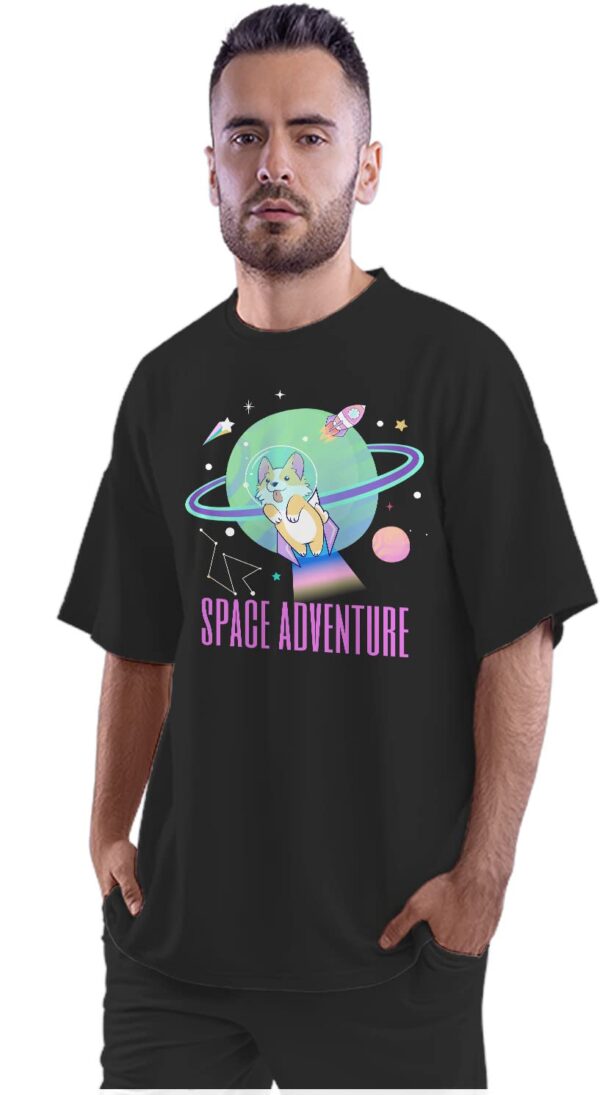 Oversized T-Shirt Magical Mushroom & Moon Cycle Men's Women's Unise 100% Cotton Black; _PT_491