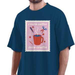 Oversized T-Shirt Scuba Diver Illustration - Artwork Men's Women's Unise 100% Cotton Navy Blue; _SCUILSUNQ-Navy Blue M Oversized_bz