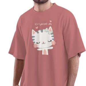 Oversized T-Shirt Mac & Cheese Ready to Hug Men's Women's Unise 100% Cotton Dusty Rose; _PT_673