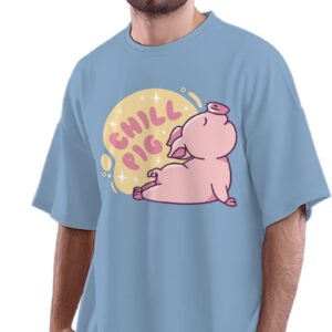 Oversized T-Shirt Just Enjoy Yourself - Teddy Bear Men's Women's Unise 100% Cotton Baby Blue; _JSTENYUNQ-Baby Blue L Oversized_bz
