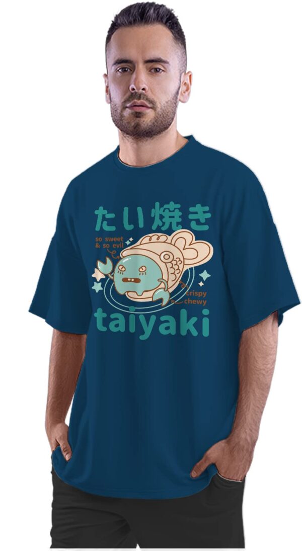Oversized T-Shirt Kawaii Frog Eating Ramen Men's Women's Unise 100% Cotton Navy Blue; _KAWFREUNQ-Navy Blue S Oversized_bz