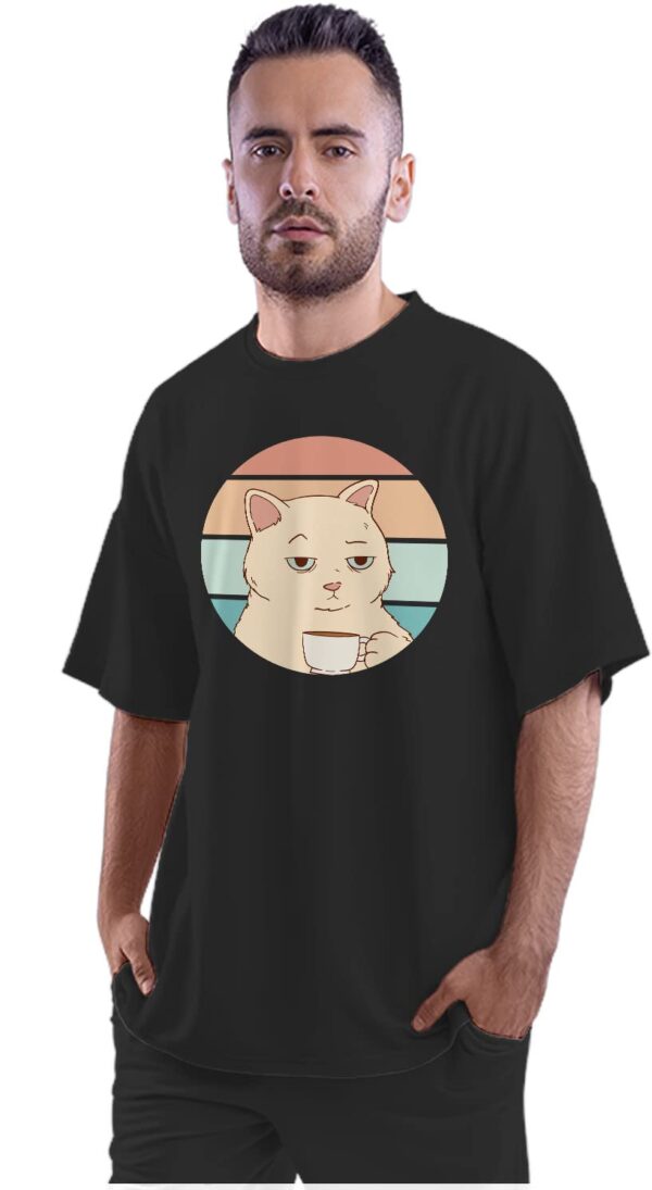 Oversized T-Shirt Black Belt - Karate Cat Men's Women's Unise 100% Cotton Black; _KARATEUNQ-Black M Oversized_bz