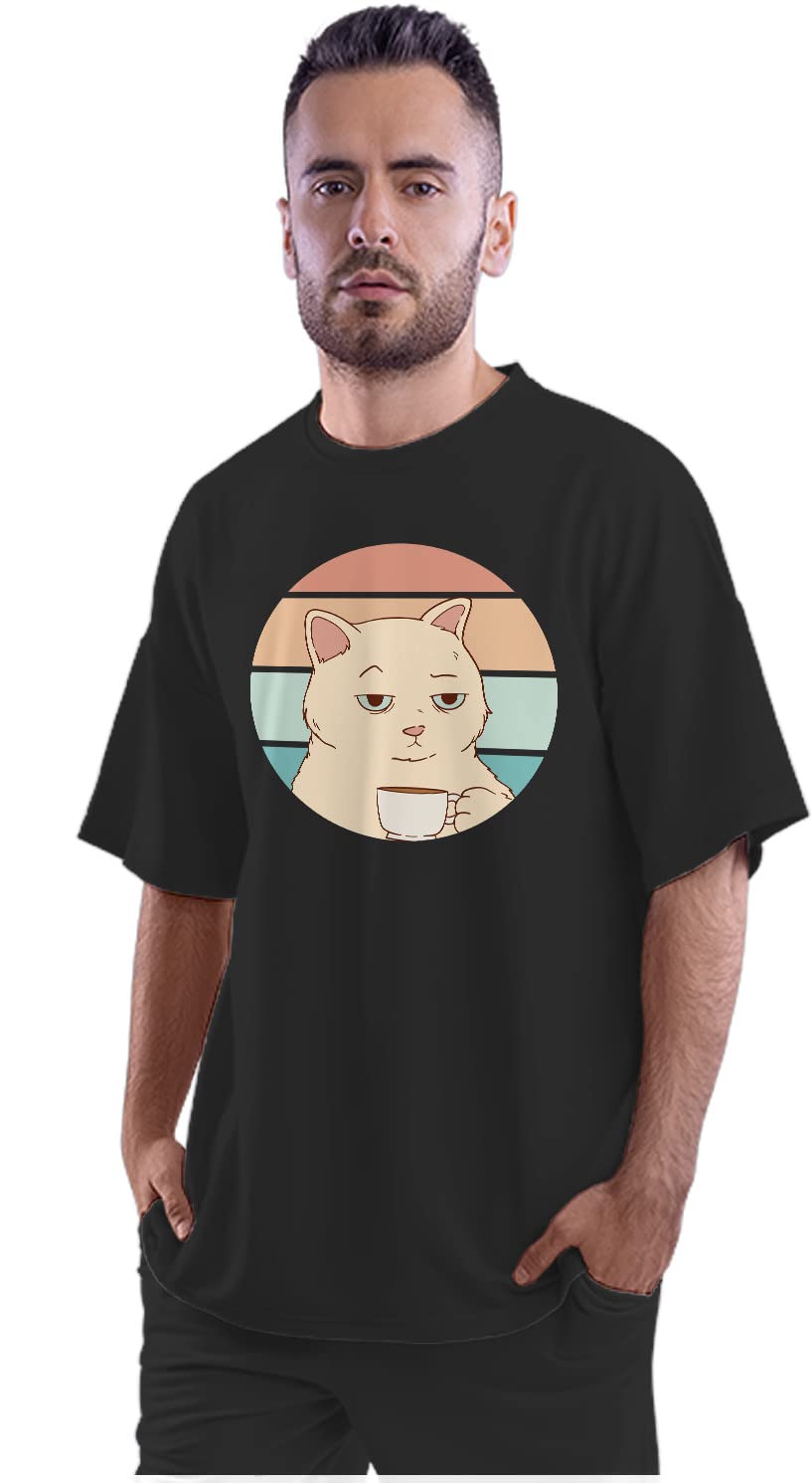 Oversized T-Shirt Black Belt - Karate Cat Men's Women's Unise 100% Cotton Black; _KARATEUNQ-Black M Oversized_bz