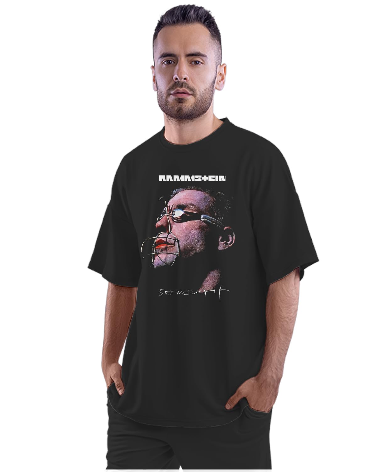 Men's Oversized T-Shirt Dark Samurai 100% Cotton Black; _PT_300