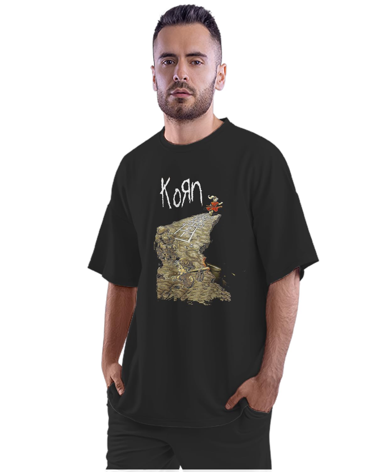 Oversized T-Shirt Peace Sign - Continuous Line Art Men's Women's Unise 100% Cotton Baby Blue; _PT_384