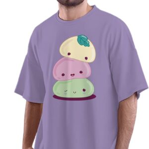 Oversized T-Shirt Happy Cheese Kawaii Men's Women's Unise 100% Cotton Iris Lavender; _PYSEKAW2-Iris Lavender 2XL Oversized_bz