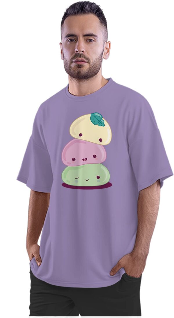 Oversized T-Shirt Happy Cheese Kawaii Men's Women's Unise 100% Cotton Iris Lavender; _PYSEKAW2-Iris Lavender 2XL Oversized_bz