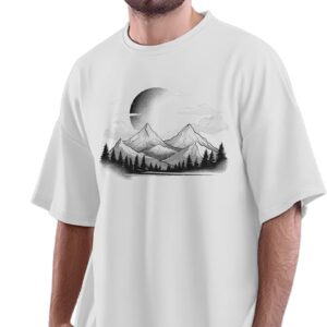 Oversized T-Shirt Yin Yang Glitch Men's Women's Unise 100% Cotton White; _YINYANUNQ-White XL Oversized_bz