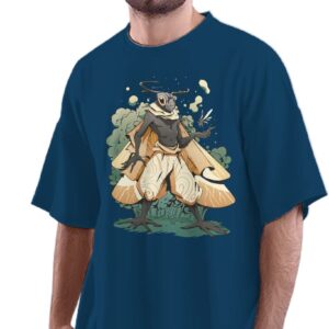 Oversized T-Shirt Tropical Tiger Men's Women's Unise 100% Cotton Navy Blue; _PT_1479