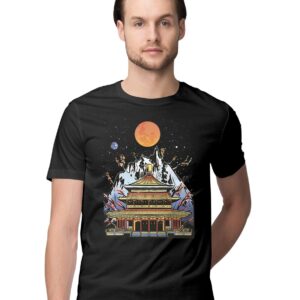 Oversized T-Shirt Knight Fighting Dragon Fantasy Men's Women's Unise 100% Cotton Black; _KNIGHTFDS2-Black M Oversized_bz