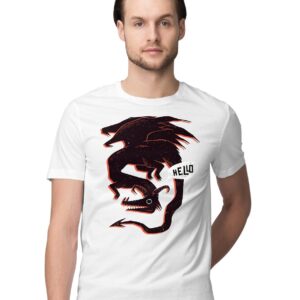 Oversized T-Shirt Wolf with Books Men's Women's Unise 100% Cotton Navy Blue; _WOLFBOUNQ-Navy Blue 2XL Oversized_bz