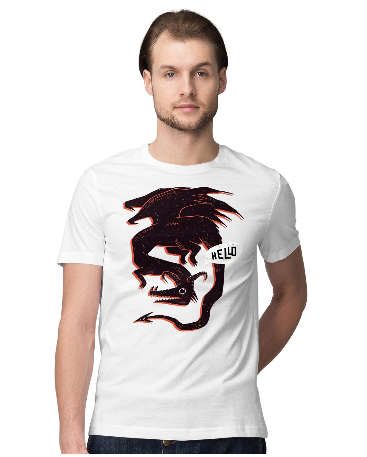 Oversized T-Shirt Wolf with Books Men's Women's Unise 100% Cotton Navy Blue; _WOLFBOUNQ-Navy Blue 2XL Oversized_bz