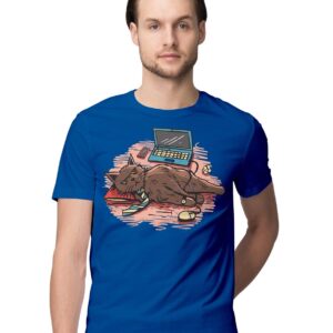 Oversized T-Shirt Wolf with Books Men's Women's Unise 100% Cotton Navy Blue; _PT_1545