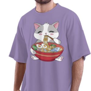 Oversized T-Shirt Happy Mac & Cheese Men's Women's Unise 100% Cotton White; _MACSTONVEX2-White XL Oversized_bz