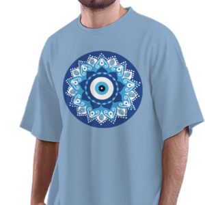 Oversized T-Shirt Bite Me - Piranha Fish Men's Women's Unise 100% Cotton Navy Blue; _BITEMEUNQ-Navy Blue XL Oversized_bz