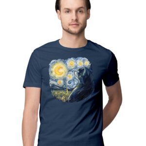 Oversized T-Shirt Astronaut Boating Through Space & Time Men's Women's Unise 100% Cotton Black; _ASTRBOATNQQ-Black S Oversized_bz