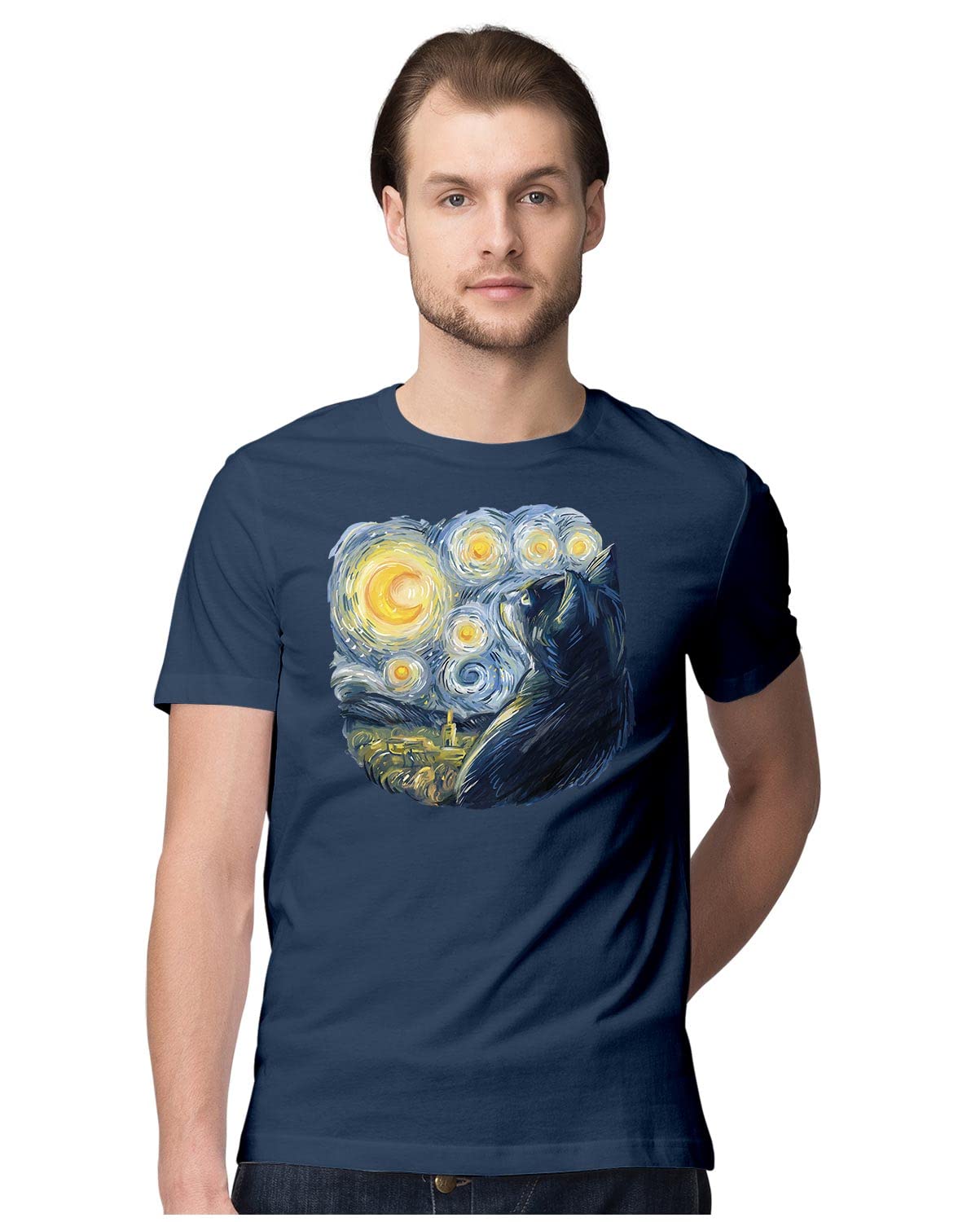 Oversized T-Shirt Astronaut Boating Through Space & Time Men's Women's Unise 100% Cotton Black; _ASTRBOATNQQ-Black S Oversized_bz