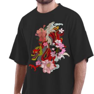 Oversized T-Shirt Yin Yang Killer Whales Men's Women's Unise 100% Cotton Baby Blue; _YINGKILERW2-Baby Blue L Oversized_bz