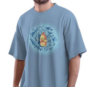 Oversized T-Shirt Adorable Elephant in Water Colour Men's Women's Unise 100% Cotton Baby Blue; _ADELEXUNQ-Baby Blue M Oversized_bz