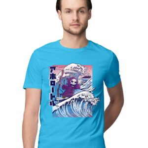 Oversized T-Shirt Chill Pig Doing Yoga Pose Men's Women's Unise 100% Cotton Iris Lavender; _CHILLPIUNQ-Iris Lavender S Oversized_bz