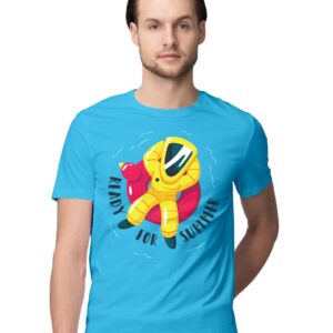 Oversized T-Shirt Yin Yang Killer Whales Men's Women's Unise 100% Cotton Baby Blue; _PT_1881