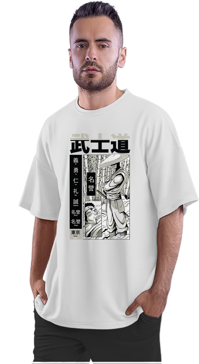 Oversized T-Shirt Cool Anime Dude Men's Women's Unise 100% Cotton White; _COANBFE2-White L Oversized_bz