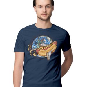 Oversized T-Shirt Space Adventure Corgi Astronaut Men's Women's Unise 100% Cotton Navy Blue; _PT_2142