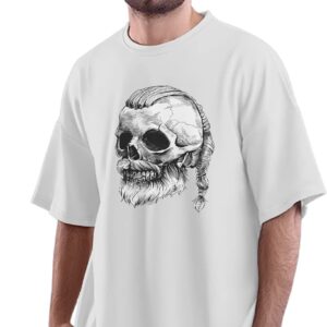 Oversized T-Shirt White Owl with Books & Coffee Men's Women's Unise 100% Cotton White; _WHTOWLUNQ-White L Oversized_bz