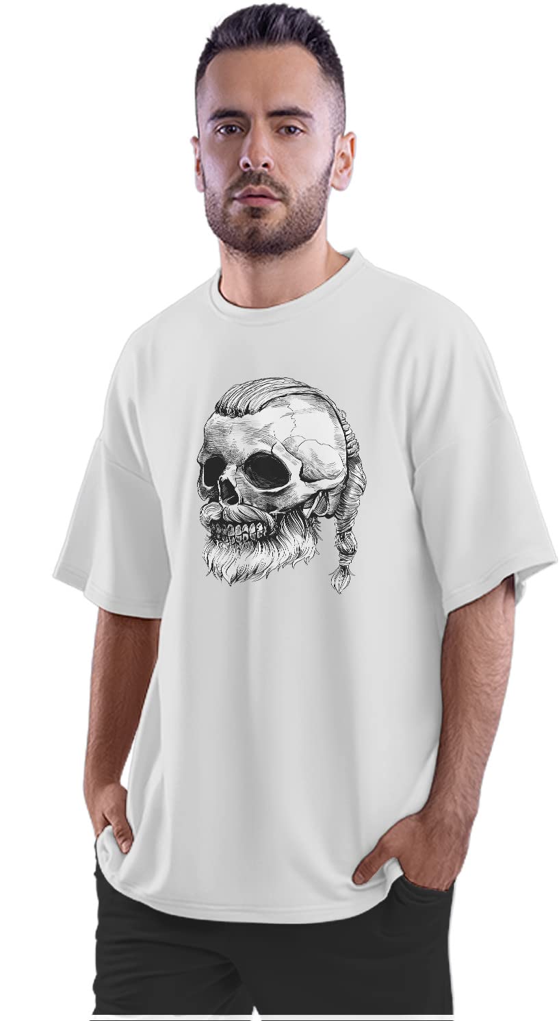 Oversized T-Shirt White Owl with Books & Coffee Men's Women's Unise 100% Cotton White; _WHTOWLUNQ-White L Oversized_bz